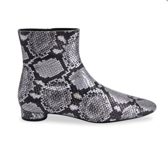 New Balenciaga Silver Snakeskin-Embossed Oval Block-Heel Ankle Boots - Size 36.5 - Picture 2 of 10